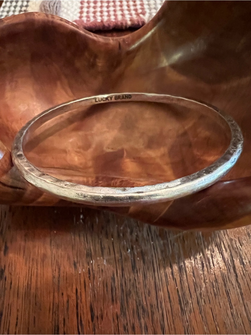 Lucky Brand Silver Hammered Narrow Bangle Bracelet